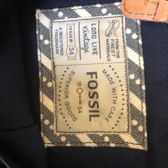 FOSSIL canvas leather messenger portfolio brief - Picture 6 of 11